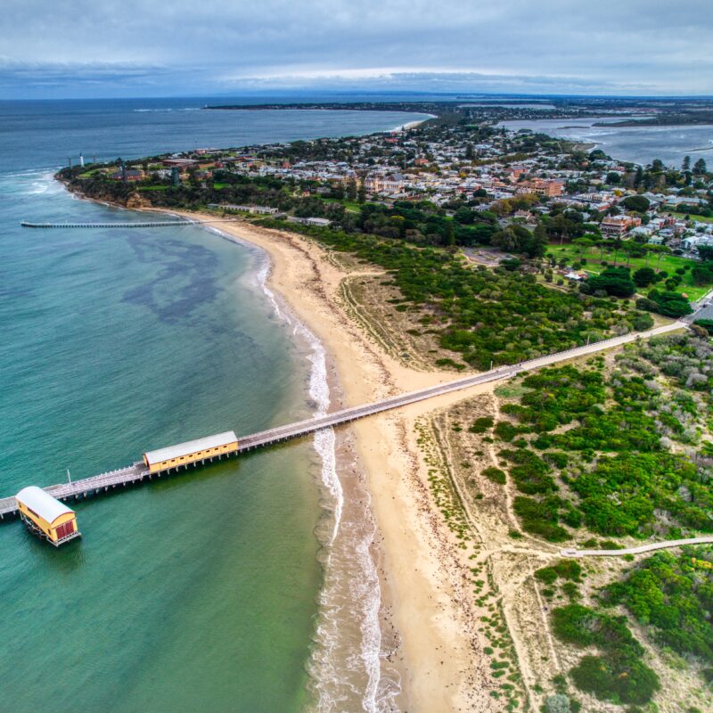 Aerial,View,Of,The,Queenscliff,South,Pier.,Victoria,,Australia.,May